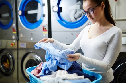 girl drying clothes